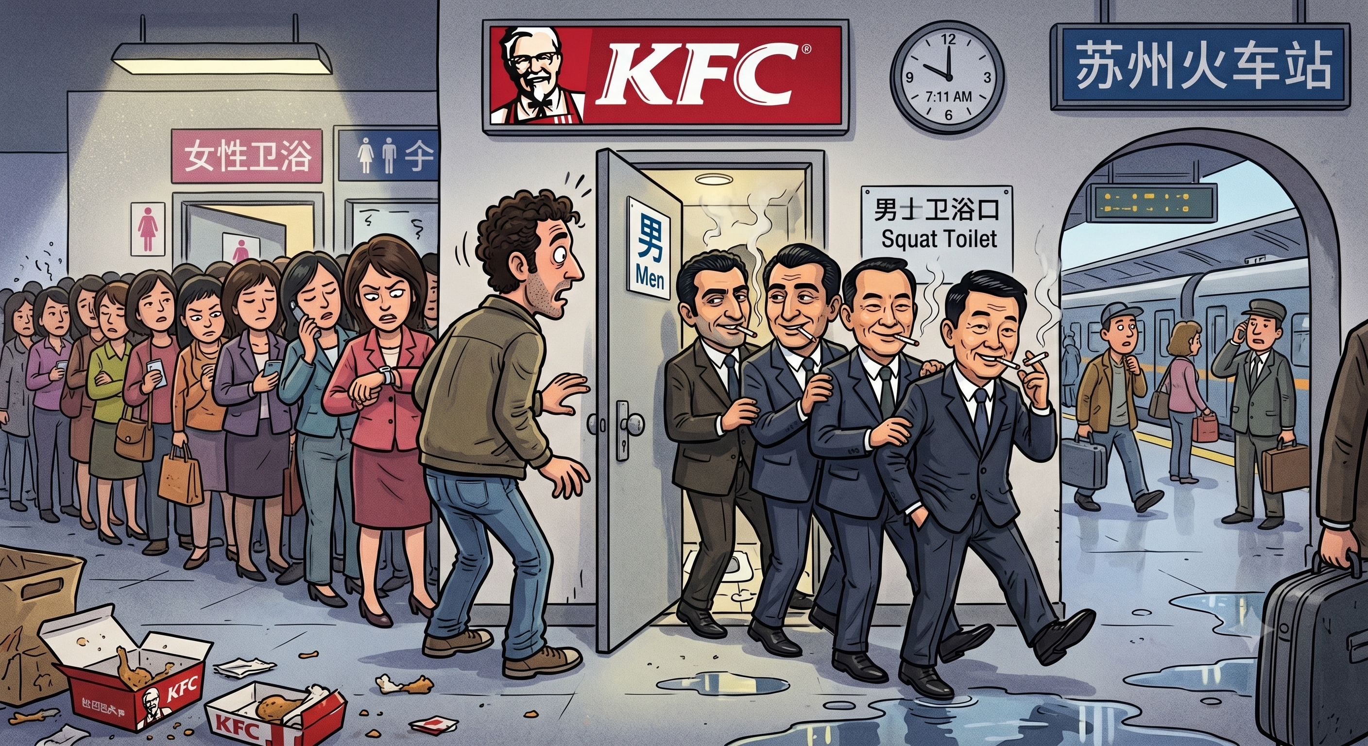 A humorous reflection on space constraints at Suzhou station