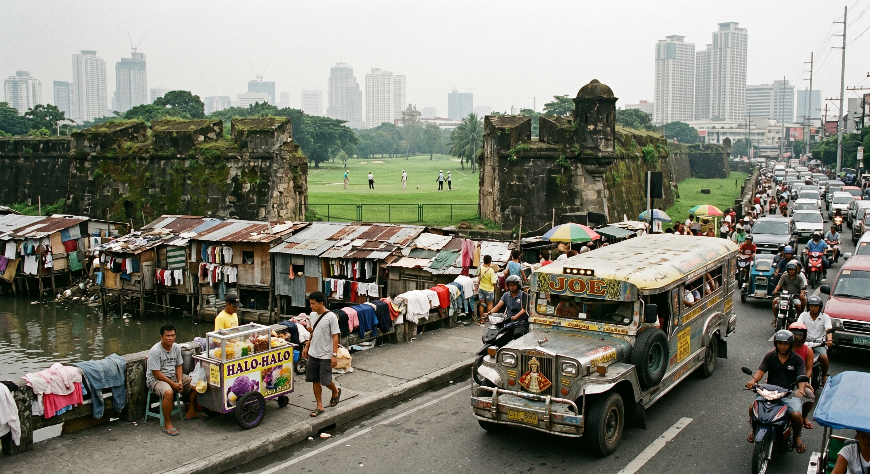 The chaotic urban streets and transit architecture of Manila
